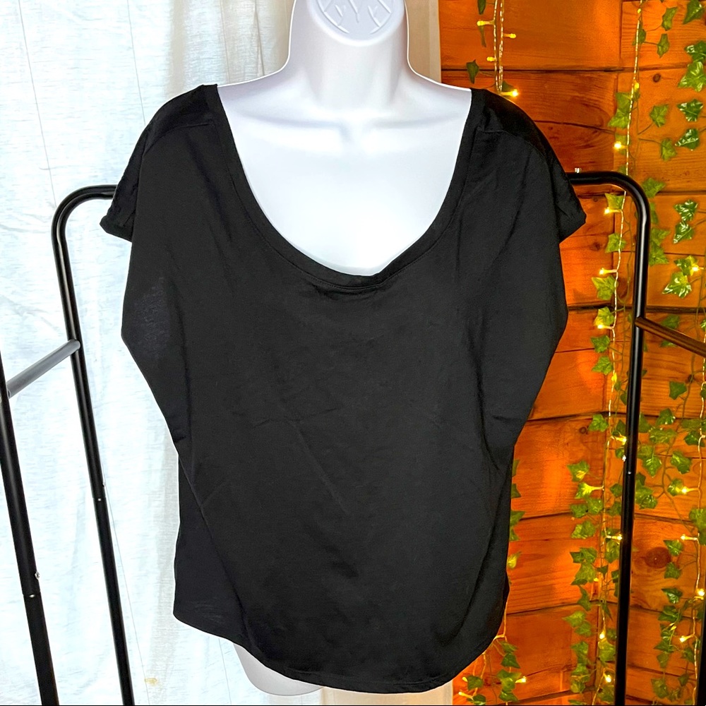 NWT FABLECTICS Black Scoop Neck Off-Shoulder Top